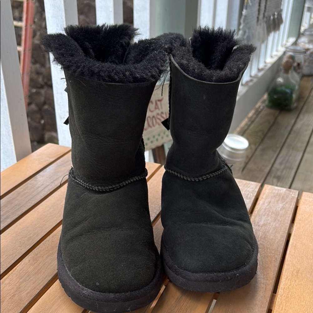 UGG Australia Bailey Bow II Black Suede Boots